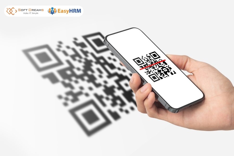 Chấm công bằng mã qr code là nhân viên quét mã QR tại khu vực làm việc