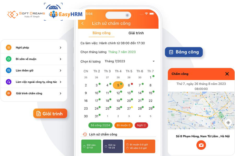 Chấm công - Phân hệ trong phần mềm EasyHRM
