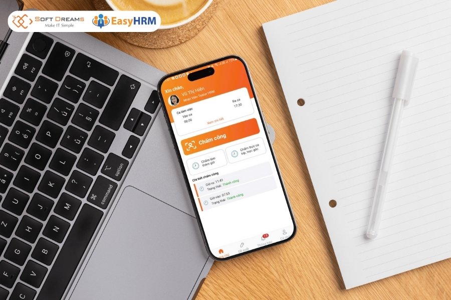 EasyHRM tích hợp nhiều hình thức chấm công và đồng bộ với PM quản lý nhân sự