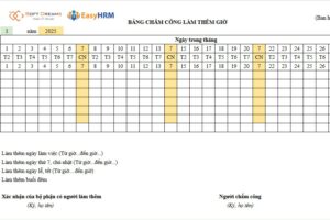 Mẫu bảng công làm thêm giờ