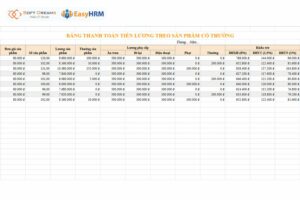 Mẫu file bảng lương theo sản phẩm