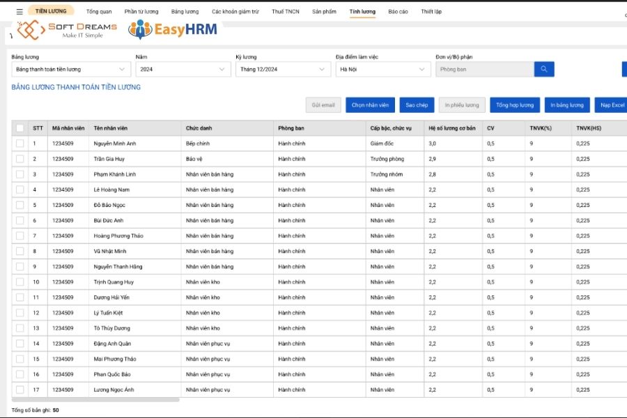 Tính lương là module nổi bật của EasyHRM