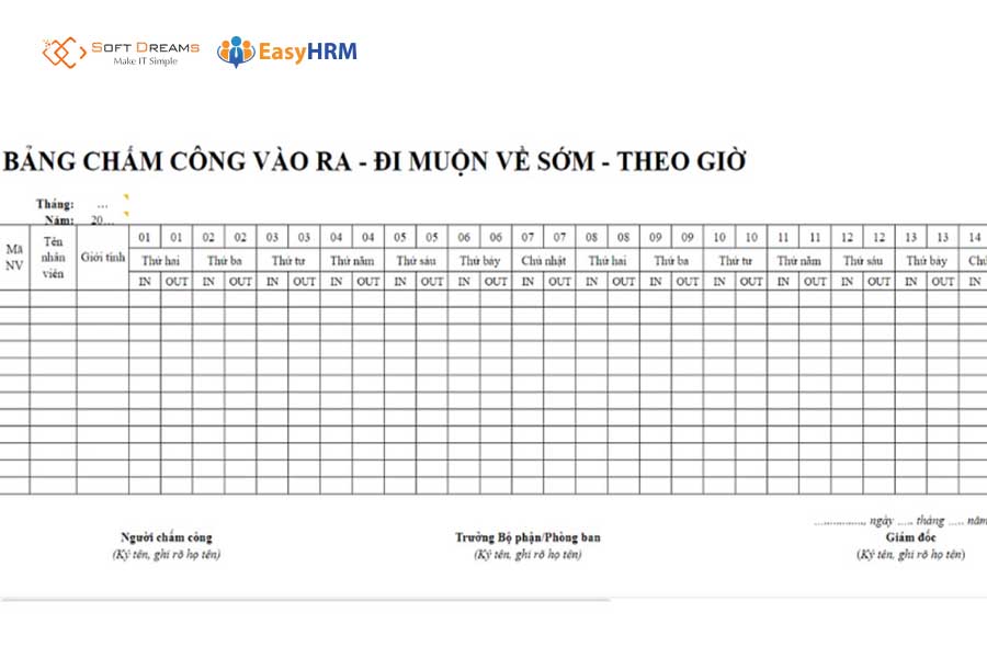 Cách chấm công cho công nhân bằng file Excel