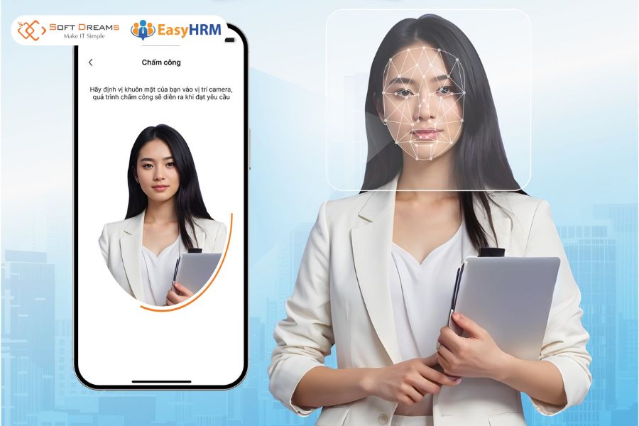 Phần mềm chấm công cho chủ shop EasyHRM - Chấm công bằng AI