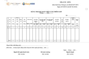 Bảng thanh toán tiền làm thêm giờ gồm những thông tin gì?