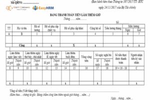 Bảng thanh toán tiền lương làm thêm giờ là gì?