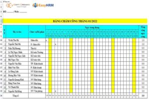 Các file chấm công theo giờ phổ biến hiện nay