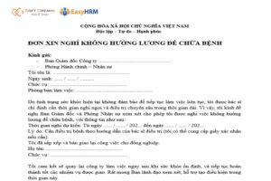 Mẫu đơn xin nghỉ không lương để chữa bệnh dài ngày