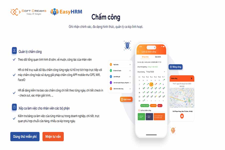 Phần mềm chấm công theo ca EasyHRM