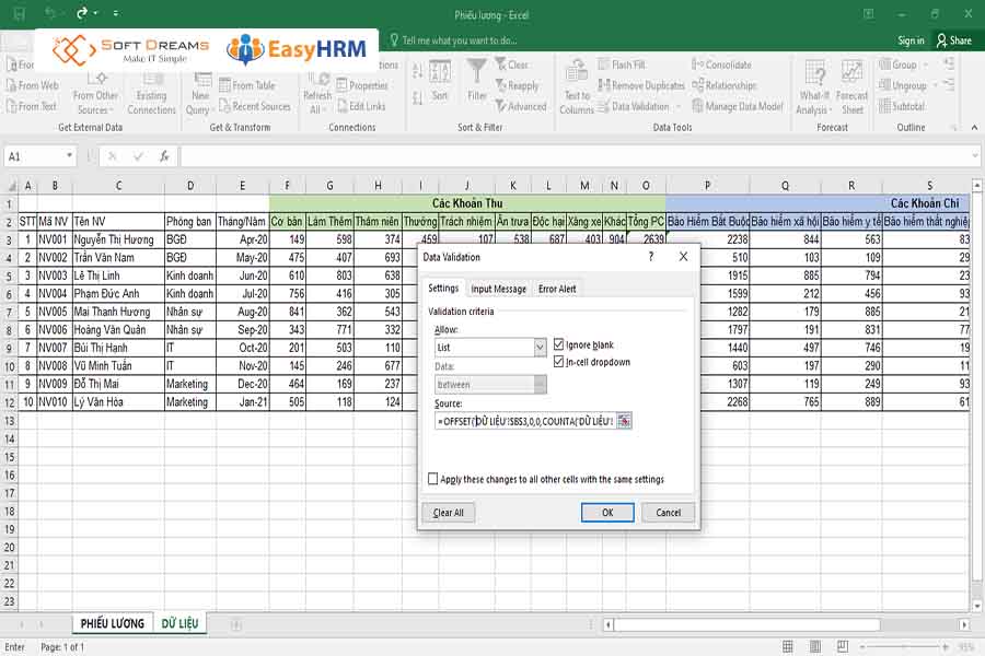 Ưu điểm khi sử dụng bảng lương Excel