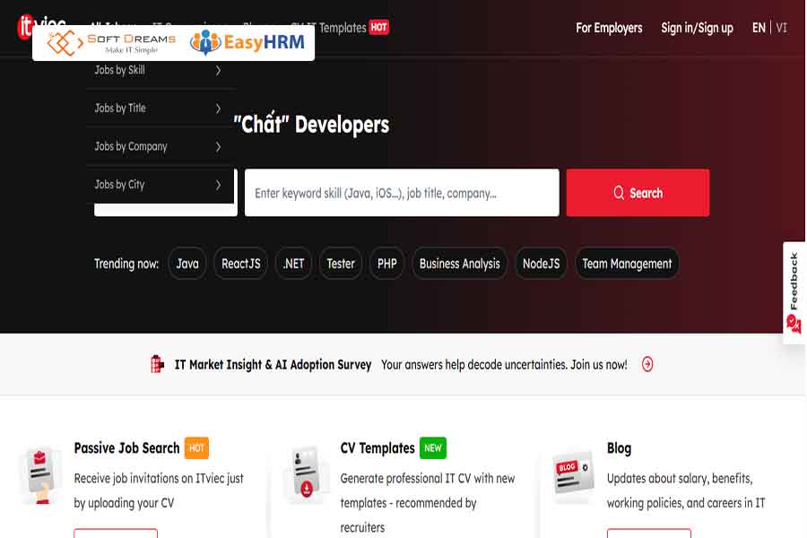 Website tuyển dụng lập trình viên ITviec.com