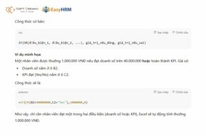 Hàm tính lương thưởng trong Excel: Hàm IF kết hợp OR