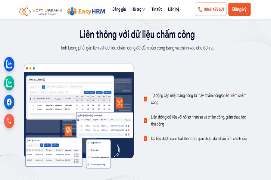 Phần mềm chấm công tính lương EasyHRM tiện lợi, dễ sử dụng