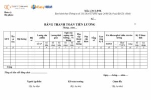 Mẫu bảng lương theo thông tư 133