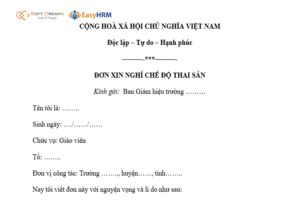 Mẫu đơn xin nghỉ thai sản của giáo viên