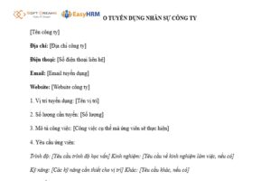 Mẫu thông báo tuyển dụng nhân sự mới nhất 