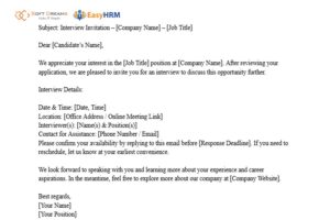 Mẫu thư mời phỏng vấn bằng tiếng Anh