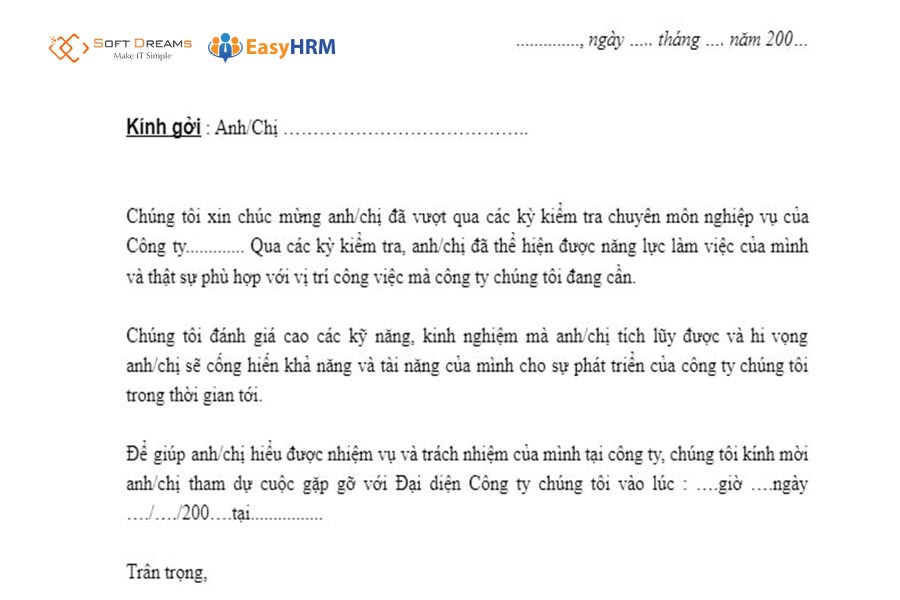 Những nội dung cần có trong thư mời phỏng vấn