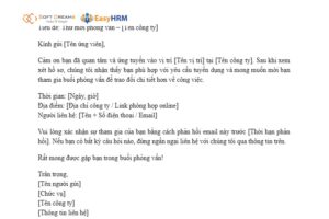 Thư mời phỏng vấn cho mọi vị trí