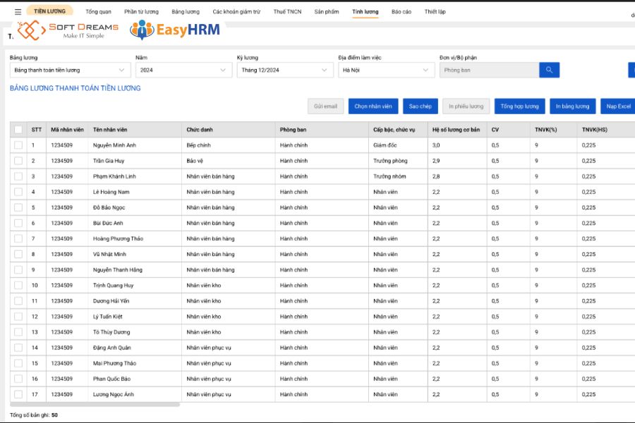 EasyHRM - Phần mềm tính lương dễ dùng, giá rẻ