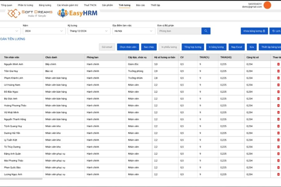 Phần mềm tính lương EasyHRM tự động tính các khoản khấu trừ