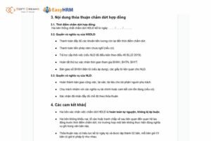 Thời điểm chấm dứt hợp đồng, quyền và nghĩa vụ các bên và các cam kết khác