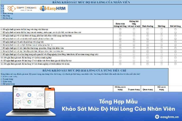 Tổng hợp mẫu khảo sát mức độ hài lòng của nhân viên [Tải miễn phí]