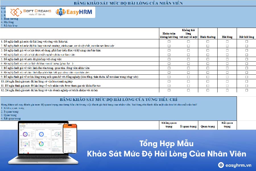 Tổng hợp mẫu khảo sát mức độ hài lòng của nhân viên [Tải miễn phí]