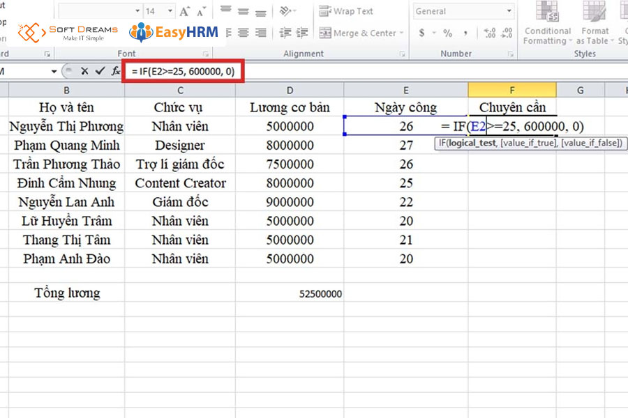 Hàm IF giúp các kế toán tính lương nhanh chóng