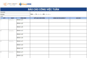 Mẫu báo cáo công việc theo tuần (dạng bảng theo dõi)