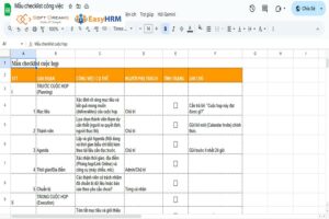 Mẫu checklist công việc của cuộc họp