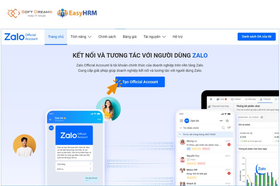 Bước 1: Đăng nhập Zalo cá nhân Tạo tài khoản Official Account