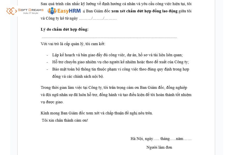 Đơn xin chấm dứt hợp đồng bắt buộc phải có chữ ký của người lao động