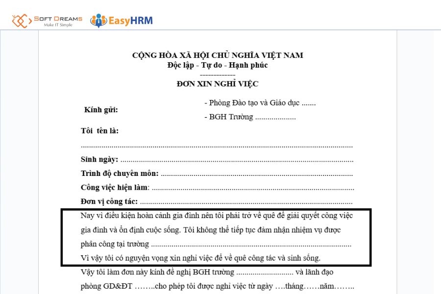 Lý do chấm dứt hợp đồng