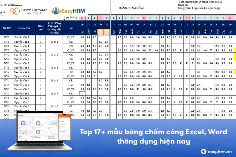 Tổng hợp Mẫu bảng chấm công Excel, Word thông dụng [CẬP NHẬT MỚI]