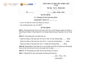 Tham khảo mẫu quyết định thưởng Tết chuẩn chỉnh