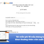 [TẢI MIỄN PHÍ]: 10 mẫu thông báo khen thưởng nhân viên xuất sắc