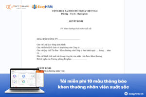 [TẢI MIỄN PHÍ]: 10 mẫu thông báo khen thưởng nhân viên xuất sắc