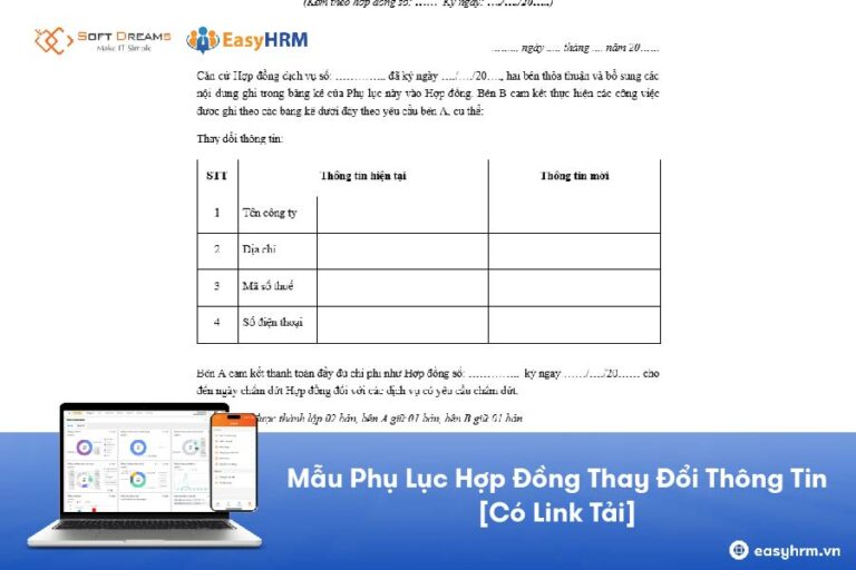 Tổng hợp Mẫu phụ lục hợp đồng thay đổi thông tin [Có Link Tải]
