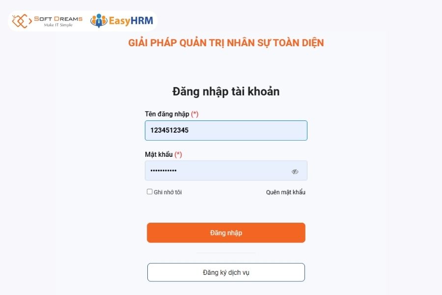 Đăng nhập vào tài khoản EasyHRM