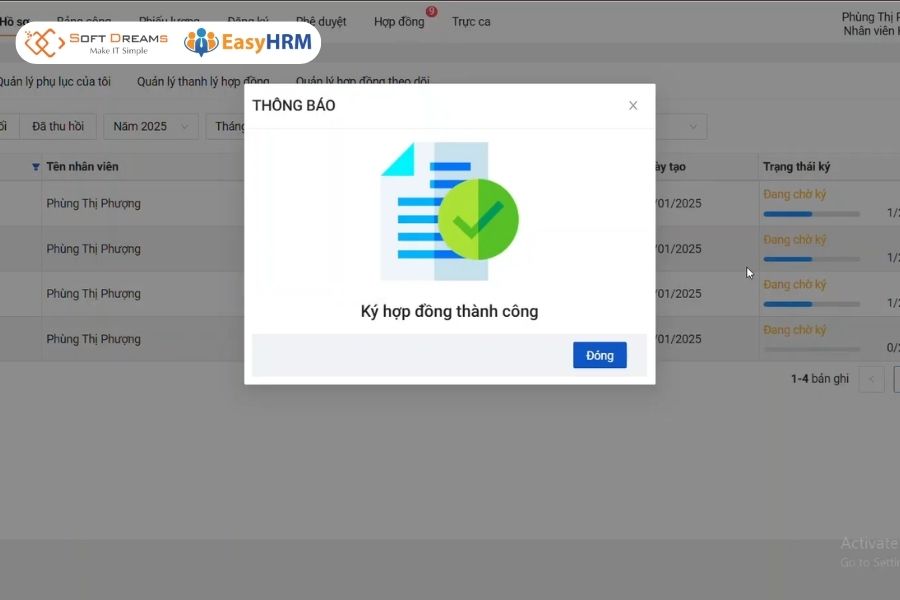 Ký hợp đồng lao động điện tử thành công