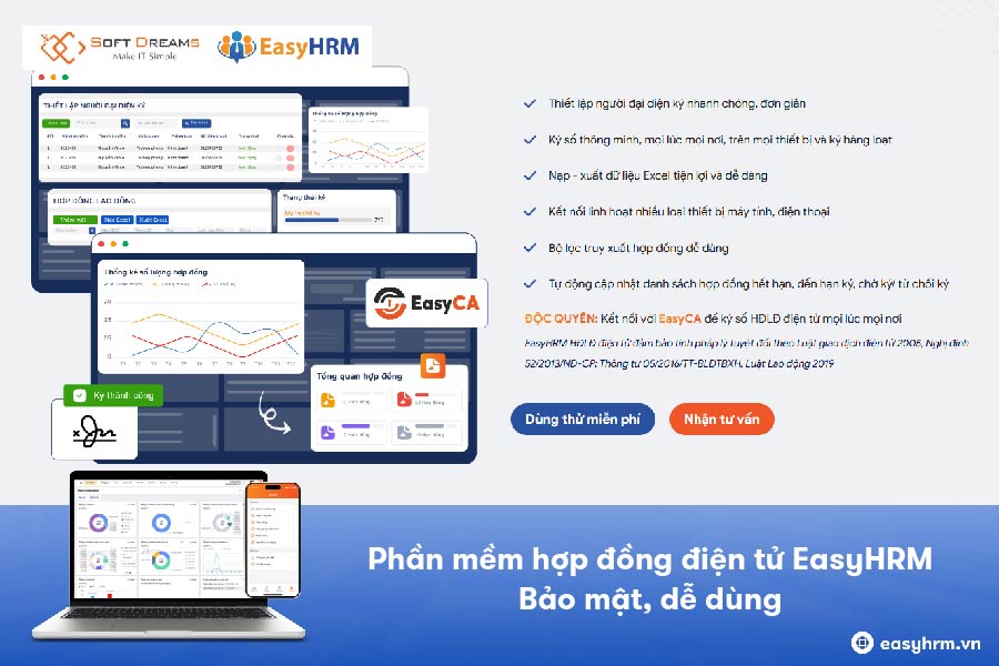 Phần mềm hợp đồng lao động điện tử EasyHRM