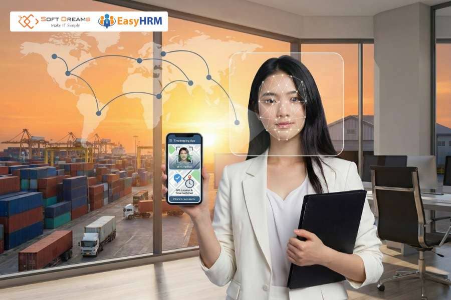 App chấm công EasyHRM giúp chấm công linh hoạt, định vị vị trí làm việc bằng GPS