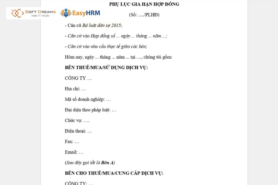 Phụ lục gia hạn hợp đồng lao động