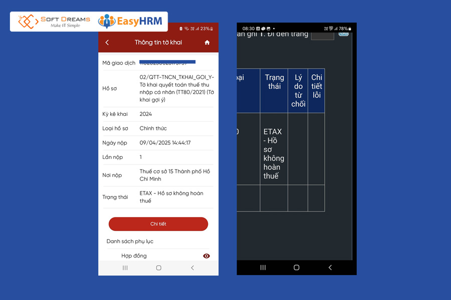 Lỗi eTax - hồ sơ không hoàn thuế