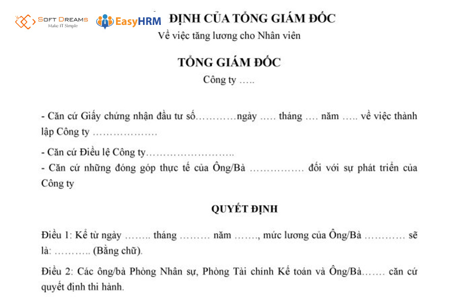 Mẫu quyết định tăng lương là gì?