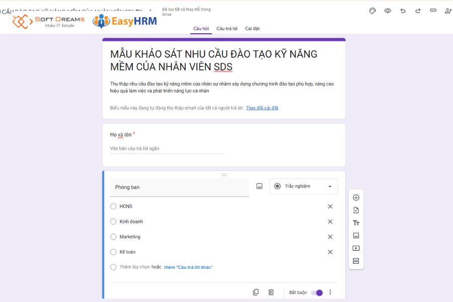 Khảo sát bằng google form khá phổ biến