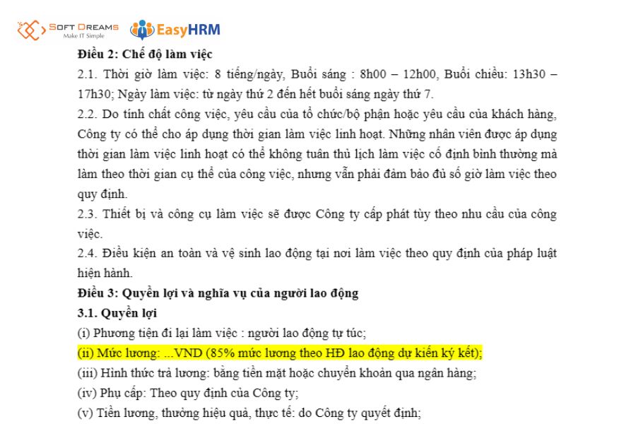 Mẫu hợp đồng thử việc không tham gia BHXH