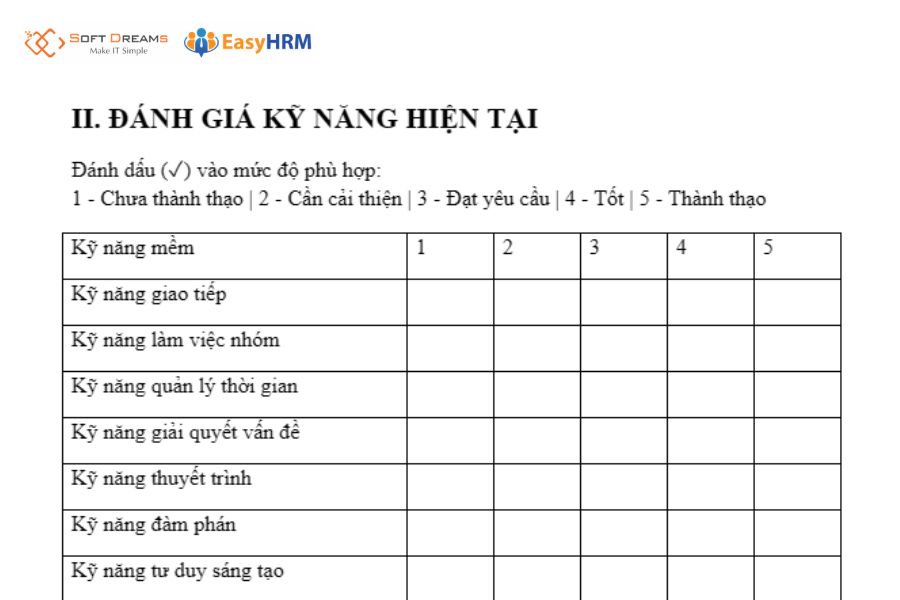 Mẫu phiếu khảo sát nhu cầu đào tạo kỹ năng mềm