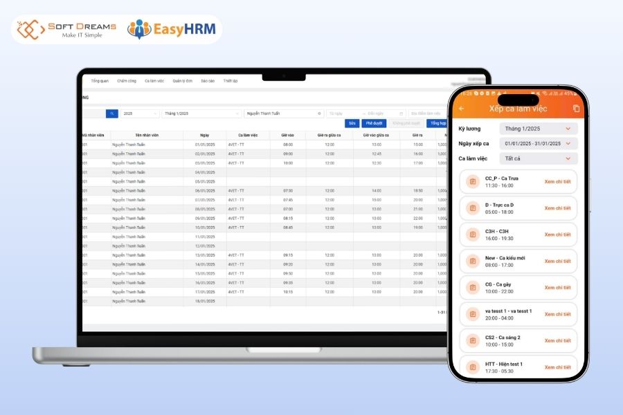Quản lý ca kíp linh hoạt với EasyHRM
